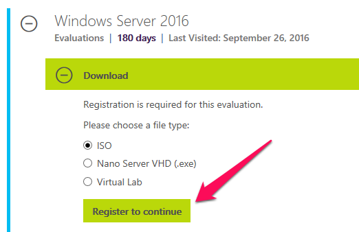 Download Windows 2016 Evaluation