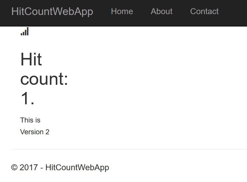 ASP.NET Core hitcount website running in Docker on Windows