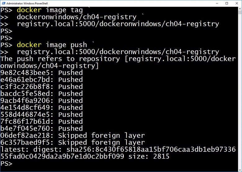 Pushing images to the local registry