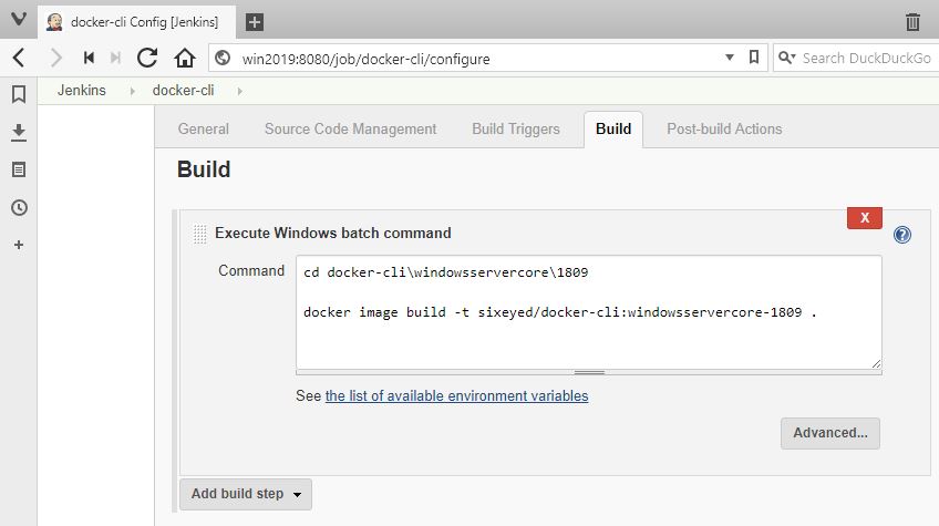 Building Docker images running Jenkins in a Docker container