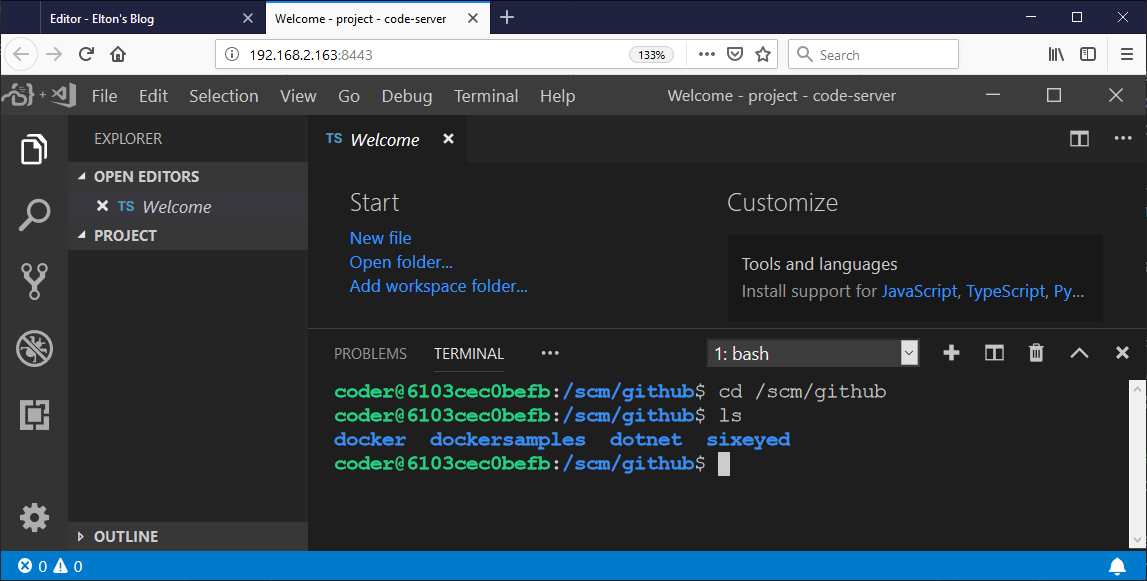 VS Code in a Docker container